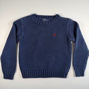 Boys Polo Ralph Lauren Navy Blue Cotton Crew Neck Sweater Sz 6
